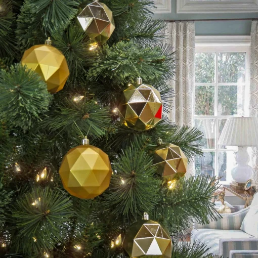 Flash Sale National Tree Company First Traditions 6 Piece Shatterproof Geometric Gold Ornaments