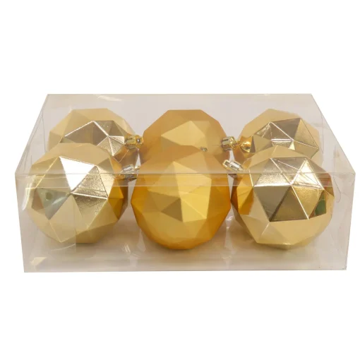 Flash Sale National Tree Company First Traditions 6 Piece Shatterproof Geometric Gold Ornaments