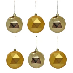 Flash Sale National Tree Company First Traditions 6 Piece Shatterproof Geometric Gold Ornaments