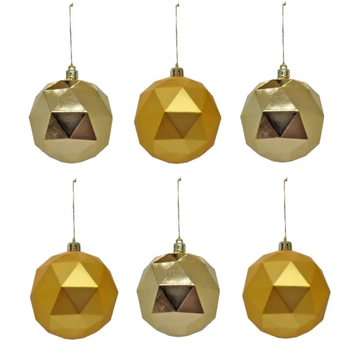 Flash Sale National Tree Company First Traditions 6 Piece Shatterproof Geometric Gold Ornaments