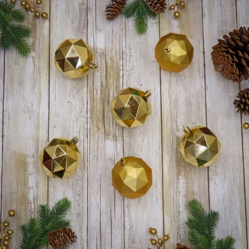 Flash Sale National Tree Company First Traditions 6 Piece Shatterproof Geometric Gold Ornaments