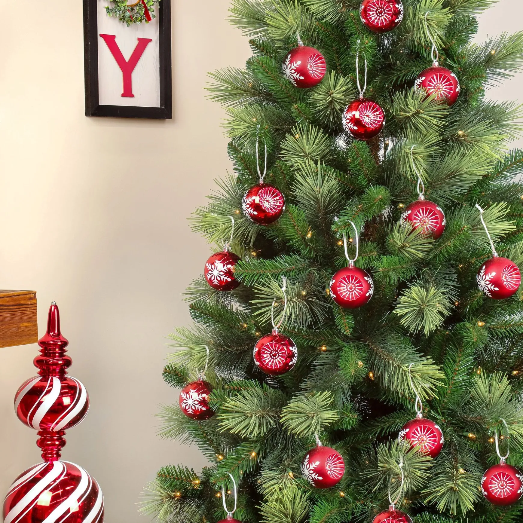 Sale National Tree Company First Traditions 6 Piece Shatterproof Snowflake Red Ornaments