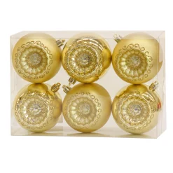 New National Tree Company First Traditions 6 Piece Shatterproof Glittering Gold Ornaments