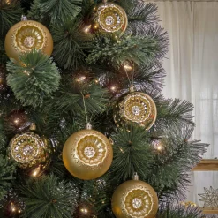New National Tree Company First Traditions 6 Piece Shatterproof Glittering Gold Ornaments