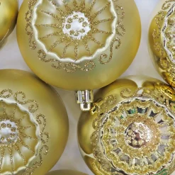 New National Tree Company First Traditions 6 Piece Shatterproof Glittering Gold Ornaments