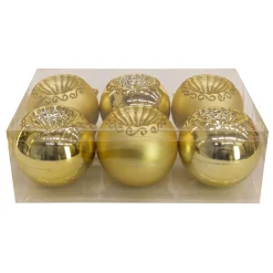 New National Tree Company First Traditions 6 Piece Shatterproof Glittering Gold Ornaments