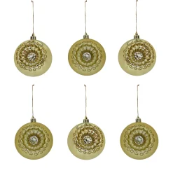New National Tree Company First Traditions 6 Piece Shatterproof Glittering Gold Ornaments