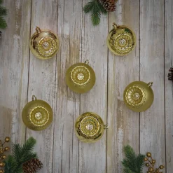 New National Tree Company First Traditions 6 Piece Shatterproof Glittering Gold Ornaments