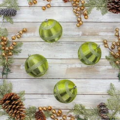 Cheap National Tree Company First Traditions 4 Piece Shatterproof Swirling Lime Green Ornaments