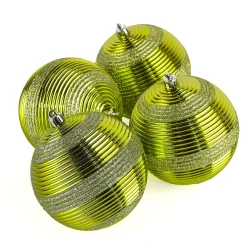Cheap National Tree Company First Traditions 4 Piece Shatterproof Swirling Lime Green Ornaments