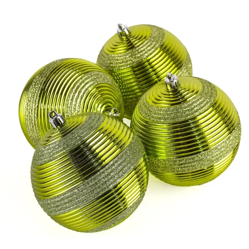 Cheap National Tree Company First Traditions 4 Piece Shatterproof Swirling Lime Green Ornaments