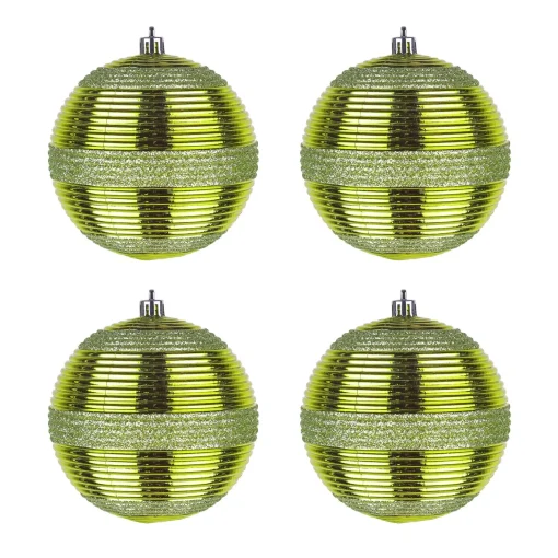 Cheap National Tree Company First Traditions 4 Piece Shatterproof Swirling Lime Green Ornaments