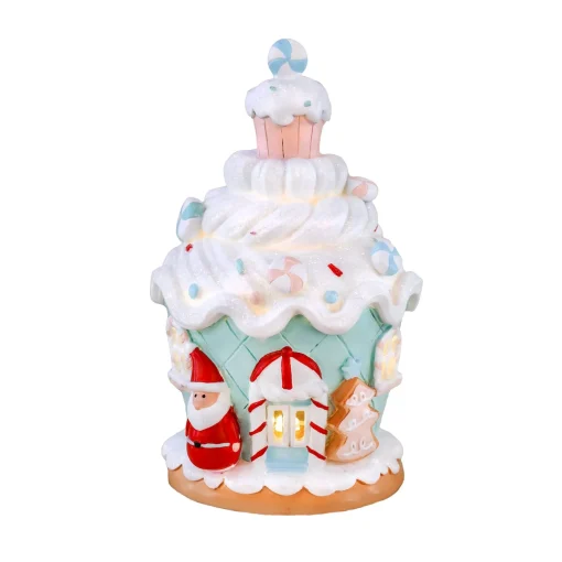 Online National Tree Company First Traditions 8" Santa Cake House With Lights