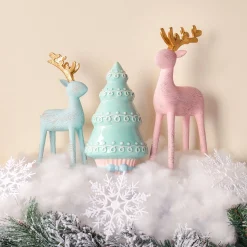 Best Sale National Tree Company First Traditions 12" Woodgrain Reindeer Decor, Pink