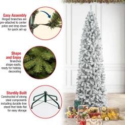 Store National Tree Company First Traditions Acacia Flocked Tree Slim Christmas Tree, 9 Ft
