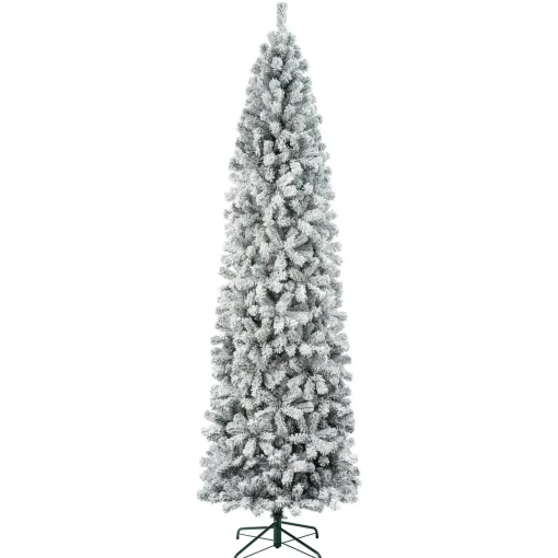 Flash Sale National Tree Company First Traditions Acacia Flocked Tree Slim Christmas Tree, 9 Ft