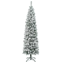 Fashion National Tree Company First Traditions Acacia Flocked Tree Slim Christmas Tree, 7.5 Ft