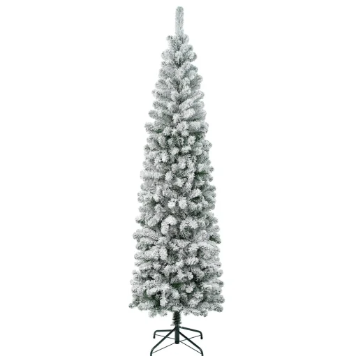 Fashion National Tree Company First Traditions Acacia Flocked Tree Slim Christmas Tree, 7.5 Ft
