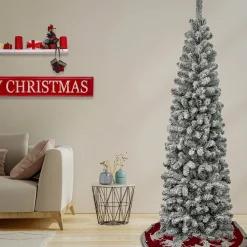 Fashion National Tree Company First Traditions Acacia Flocked Tree Slim Christmas Tree, 7.5 Ft