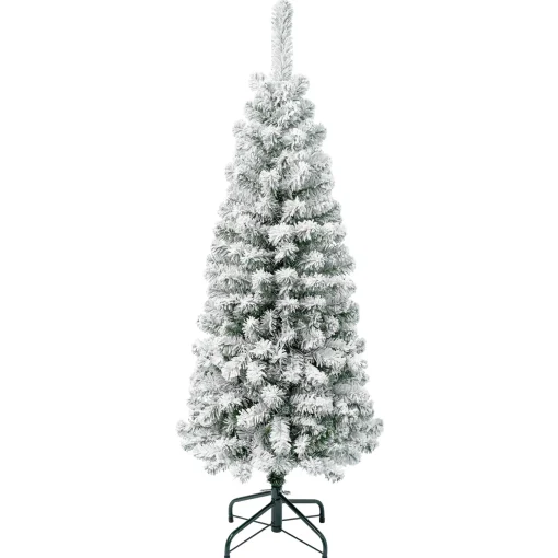 First Traditions Acacia Flocked Tree Slim Christmas Tree, 4.5 Ft^National Tree Company New
