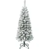 New National Tree Company First Traditions Acacia Flocked Tree Slim Christmas Tree, 4.5 Ft