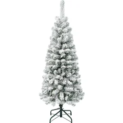 New National Tree Company First Traditions Acacia Flocked Tree Slim Christmas Tree, 4.5 Ft