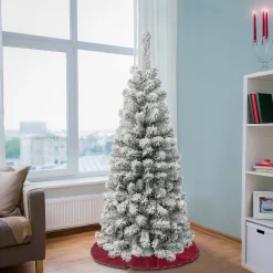 New National Tree Company First Traditions Acacia Flocked Tree Slim Christmas Tree, 4.5 Ft