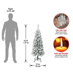 New National Tree Company First Traditions Acacia Flocked Tree Slim Christmas Tree, 4.5 Ft