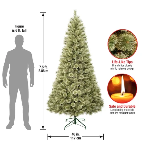 Store National Tree Company First Traditions Arcadia Pine Cashmere Christmas Tree With Hinged Branches, 7.5 Ft