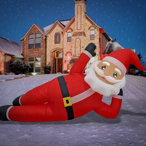 Sale National Tree Company First Traditions Collection 12 Ft. Inflatable Prelit Relaxing Santa