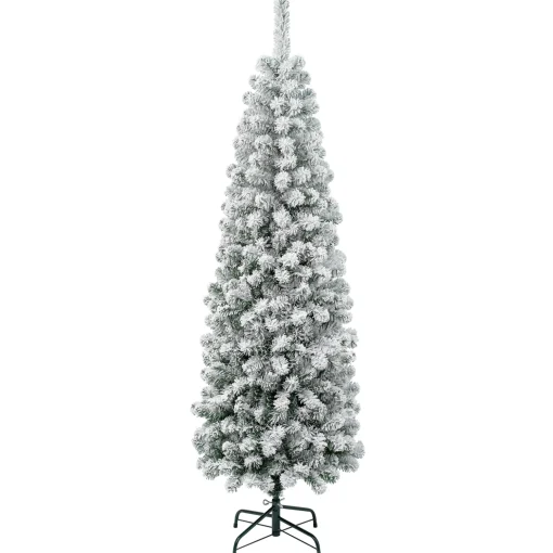 First Traditions Collection Artificial Christmas Tree, Acacia, Pencil Slim, Flocked, Includes Stand, 6 Feet^National Tree Company Cheap