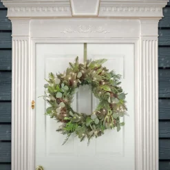 Discount National Tree Company First Traditions Collection, 30" Pre-Lit Artificial North Conway Wreath With Glittery Cones And Eucalyptus