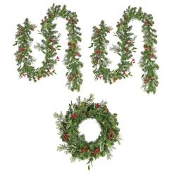 Online National Tree Company First Traditions Collection Pre-Lit Holly Berry Wreath And Garland 3Pc Set
