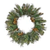 Hot National Tree Company First Traditions Collection, 24" Pre-Lit Artificial North Conway Wreath With Glittery Cones And Eucalyptus