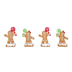 Hot National Tree Company First Traditions Four Piece Gingerbread Cookie Card Holders