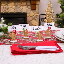 Hot National Tree Company First Traditions Four Piece Gingerbread Cookie Card Holders