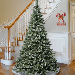 Online National Tree Company First Traditions Oakley Hills Snowy Christmas Tree With Hinged Branches, 7.5 Ft
