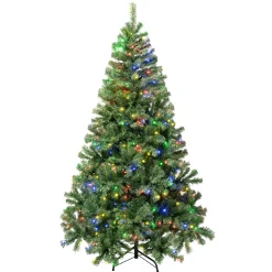 First Traditions Pre-Lit Artificial Linden Spruce Christmas Tree, Multicolor Led Lights, Plug In, 6 Ft^National Tree Company Clearance