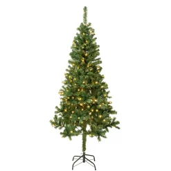 First Traditions Pre-Lit Artificial Linden Spruce Christmas Tree, Warm White Led Lights, Plug In, 6 Ft^National Tree Company Hot