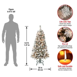 Fashion National Tree Company First Traditions Pre-Lit Acacia Flocked Tree Christmas Tree, Clear Incandescent Lights, Plug In, 4.5 Ft