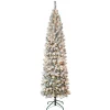 New National Tree Company First Traditions Pre-Lit Acacia Flocked Tree Slim Christmas Tree, Clear Incandescent Lights, Plug In, 7.5 Ft