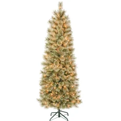 Store National Tree Company First Traditions Pre-Lit Arcadia Pine Cashmere Slim Christmas Tree, Clear Incandescent Lights, Plug In, 6 Ft