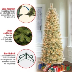 Best Sale National Tree Company First Traditions Pre-Lit Arcadia Pine Cashmere Slim Christmas Tree, Clear Incandescent Lights, Plug In, 6 Ft