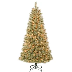 First Traditions Pre-Lit Arcadia Pine Cashmere Christmas Tree, Clear Incandescent Lights, Plug In, 6 Ft^National Tree Company Sale