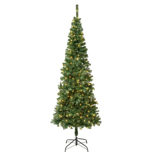 Best National Tree Company First Traditions Pre-Lit Artificial Linden Spruce Christmas Tree, Warm White Led Lights, Plug In, 7.5 Ft