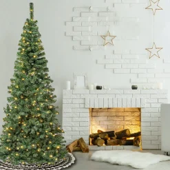 Best National Tree Company First Traditions Pre-Lit Artificial Linden Spruce Christmas Tree, Warm White Led Lights, Plug In, 7.5 Ft