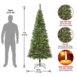 Best National Tree Company First Traditions Pre-Lit Artificial Linden Spruce Christmas Tree, Warm White Led Lights, Plug In, 7.5 Ft