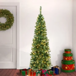 Best National Tree Company First Traditions Pre-Lit Artificial Linden Spruce Christmas Tree, Warm White Led Lights, Plug In, 6 Ft
