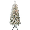 New National Tree Company First Traditions Pre-Lit Acacia Flocked Tree Medium Christmas Tree, Clear Incandescent Lights, Plug In, 4.5 Ft