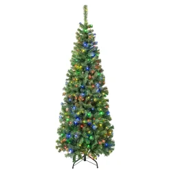 Cheap National Tree Company First Traditions Pre-Lit Artificial Linden Spruce Christmas Tree, Multicolor Led Lights, Plug In, 6 Ft